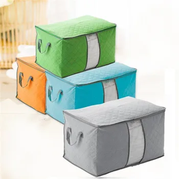 Бамбуковая Портативная сумка для экономии места Сумка-органайзер для хранения одежды 60 * 40 *35 см Складной Шкаф-Органайзер для подушки, одеяла, постельных принадлежностей