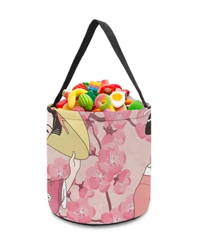 Японское Кимоно для девочек с декором в виде вишни, корзина для хранения игрушек, мешок конфет, подарки для детей, тканевая сумка-тоут, сумки для вечеринок, Сувениры