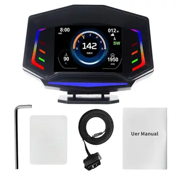 Дисплей HUD для автомобилей OBD2 Универсальный головной дисплей Дисплей датчика Obd2 Цифровой GPS спидометр с тестом ускорения, тест тормозов