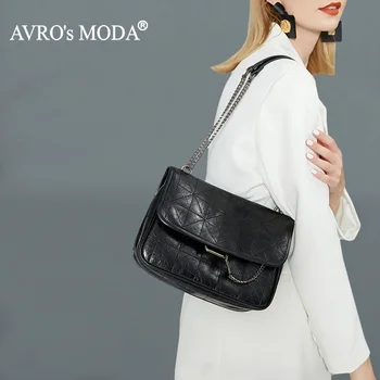 AVRO's MODA Модные повседневные роскошные сумки через плечо с цепочкой, женские сумки через плечо из высококачественной натуральной кожи, женская ретро-сумка-мессенджер