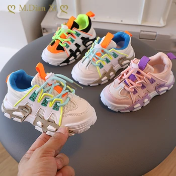 2023 Новая спортивная обувь для мальчиков, детская обувь для малышей на мягкой подошве, осенние кроссовки с дышащей сеткой для девочек, модная детская обувь