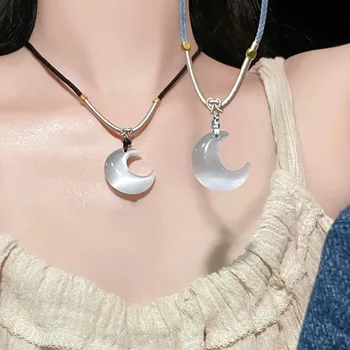 Новое китайское национальное ожерелье из веревки с опалом Tide Opal Moon ручной работы, дизайн меньшинства, высококачественная цепочка для ключиц для темпераментной пары