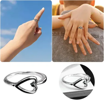 Минималистичное кольцо в виде сердца, Полое кольцо в виде сердца, миди-кольцо, ювелирные изделия, свадебные украшения, подарок для женщин, кольца, Кольцо для жизненной энергии