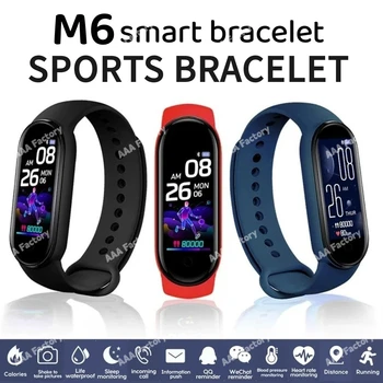 Смарт-часы M6 с цветным экраном, подсчет шагов, мультиспортивный режим, напоминание сообщений, фотография, музыка, пульт дистанционного управления, смарт-браслет