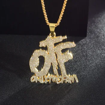 Ожерелье с подвеской Iced out OTF с кубинской цепочкой для мужчин и женщин, ювелирные аксессуары для рэперов