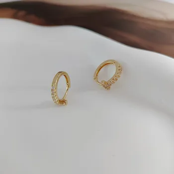 Инкрустированные стразами Золотые серьги-кольца для женщин, роскошный дизайн, Винтажные простые серьги, модные украшения, Подарок на день рождения