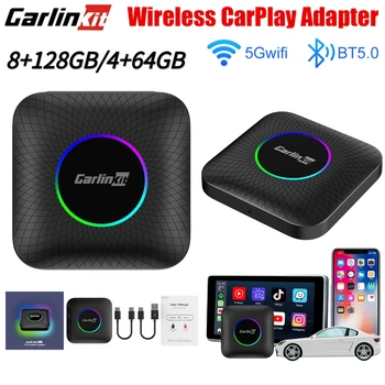 Carlinkit CarPlay Android Auto Wireless Adapter Ai Box Android 13 Plus QCM6125 8-ядерный Bluetooth WiFi для VW Audi Kia Fiat