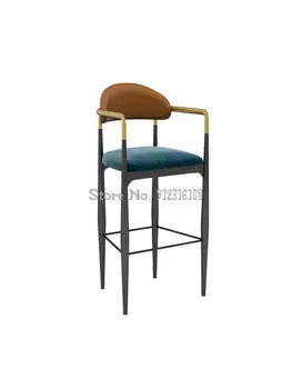 Скандинавский легкий роскошный чистый красный барный стул, железный барный стул, высокий стул с мягкой спинкой, высокий стул для кассира, высокий стул для ног