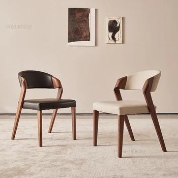 Обеденные стулья Nordic из массива дерева для кухни, легкий роскошный обеденный стул, дизайнерское кресло со спинкой для дома, мебель для столовой