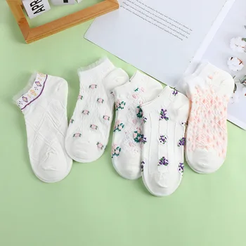 Кружевные носки-лодочки для девочек из японской школы, весенне-летние носки с цветочным рисунком kawaii lady harajuku
