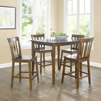 Столовый набор высотой со стойку Mission, состоящий из 5 предметов, включая стол и 4 стула, вишневого цвета, набор из 5 штук