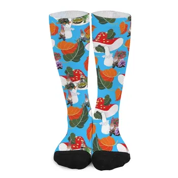 Носки с грибным гномом, компрессионные чулки, забавные носки для женщин, забавные носки для мужчин