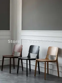 Скандинавский современный минималистичный обеденный стул из массива дерева, дизайнерский домашний ресторан для взрослых, гостиничный стул с бревенчатой спинкой