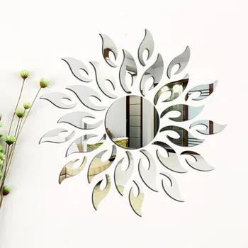 Наклейка на стену в виде солнечного цветка, Самоклеящиеся Акриловые зеркальные наклейки, Художественная роспись, обои, украшение гостиной, Домашний декор