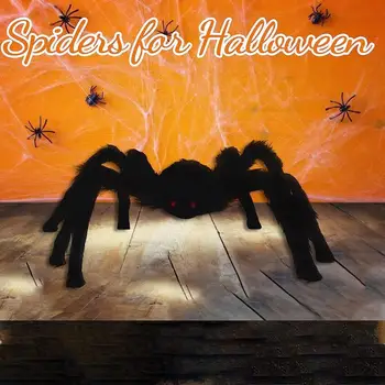 Волосатый паук Жуткие украшения в виде пауков на Хэллоуин Черные модели для Розыгрышей Реквизита Вечеринок в помещении на открытом воздухе Наружный Паук