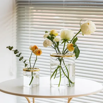 Украшение вазы, цветочная композиция для гостиной, стационарные стеклянные прозрачные цветы, гидропонная культура
