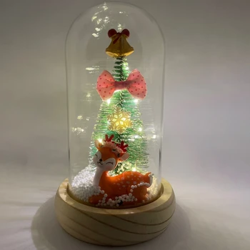 С подсветкой, Прозрачная Столешница из стеклянного купола, Декор для рождественской елки, Колокольчики, Подвесные украшения