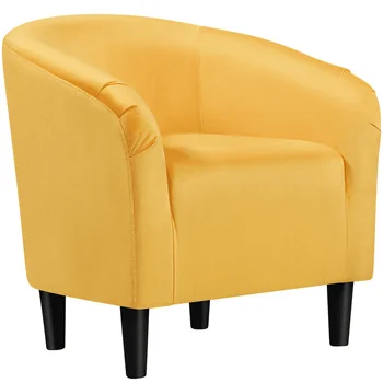 Клубный стул с бархатной обивкой для гостиной, желтый