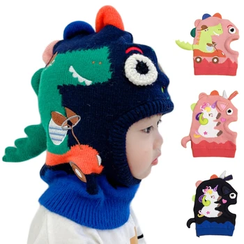 N7YD для Пони/Динозавра, зимний вязаный шарф, костюм, головной убор, Ветрозащитная Балаклава, Активный отдых, Спорт для маленьких девочек