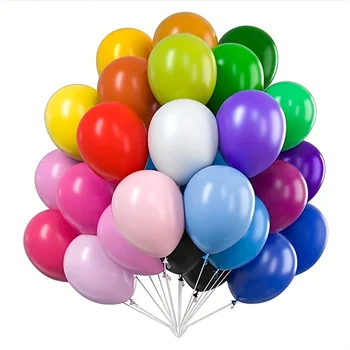 50шт разноцветных воздушных шаров 5 дюймов (12,7 см) Матовые Воздушные шары С 2 рулонами ленты для воздушных шаров Маленькие латексные воздушные шары для вечеринки по случаю Дня рождения