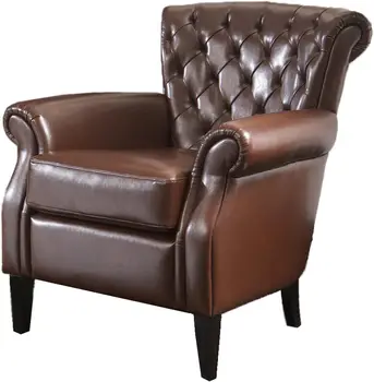 Клубный стул из тафтинговой кожи, коричневый