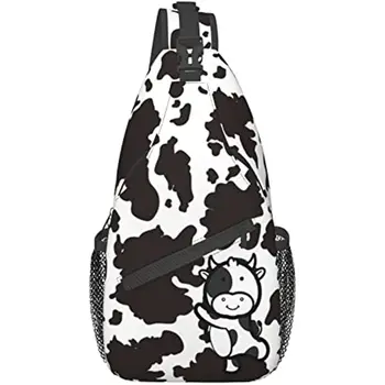 Рюкзак-слинг с милым принтом коровы, сумка-слинг через плечо, дорожные походные рюкзаки с рисунком веревки на груди, наплечный рюкзак для мужчин и женщин