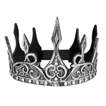 Amosfun Silver King Medieva Корона, Повязка на голову, Искусственная Корона, головной убор, Сувениры для вечеринок для мужчин и взрослых