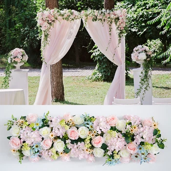Искусственная цветочная арка, ведущая к дороге, свадебное украшение, романтический цветочный ряд, искусственные цветы, сухоцветное украшение.