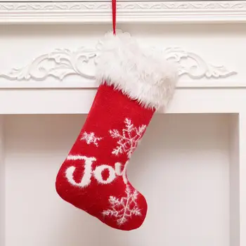 Подвесная подвеска с ярким принтом в виде снежинок, Рождественские чулки, вместительный пакет конфет для Рождественской елки, праздничный шнурок, подвесные носки, Рождество