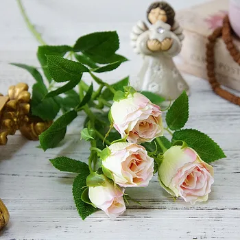 4 шелковые розы, искусственные цветы, длинные стебли, свадебные украшения, искусственные цветы, пластиковые ветви и листья, цветы, цветы