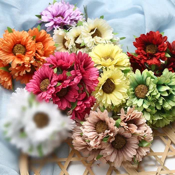 Искусственный цветок, имитирующий Герберу, Свадебный букет невесты, Букет Ромашек, украшение для сада, украшения для вазы на столе, шелк
