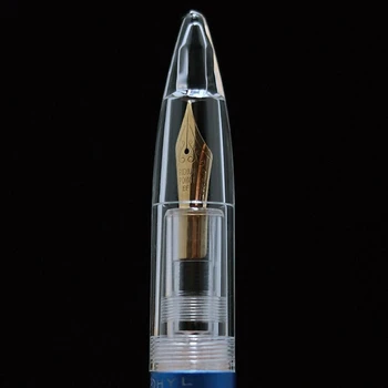 2шт Авторучка с пипеткой диаметром 0,5 мм, прозрачные ручки большой емкости, офисные школьные принадлежности - синий и красный