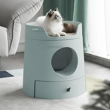 Пластиковый ящик для кошачьего туалета, комбинация ящиков с замком для кошек, Многофункциональный наполнитель с защитой от брызг, Мебель для домашних животных, Кошачий туалет