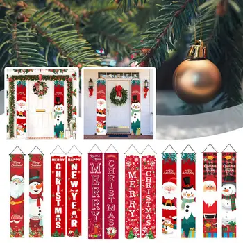 1 пара веселых рождественских подвесных вывесок на крыльце, украшение в виде зимних снежинок, Рождественские веселые двери, крупные узоры I9n0