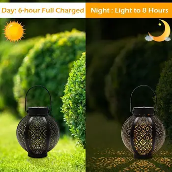 Солнечные фонари - наружный декоративный подвесной светильник с выдолбленным цветочным дизайном