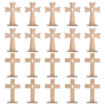 20 Комплектов Орнамента в виде креста Деревянные подарки Украшения в форме поделок Религиозные Украшения Домашняя Коллекция Офис