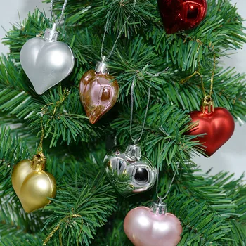 Украшения для Рождественской елки, подвесные цветные шары в форме сердца, небьющиеся рождественские шары, украшения, Рождественские украшения