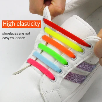 Силиконовые эластичные шнурки 10 размеров, разноцветные шнурки для обуви без завязок, детские кроссовки для взрослых, резиновые сапатильи быстрого действия