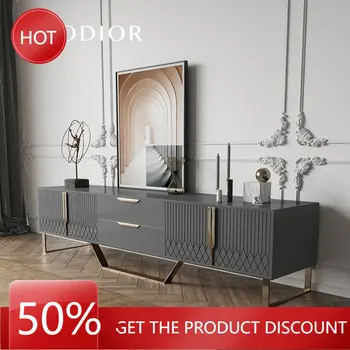 Итальянский минималистичный серый светильник для ТВ-шкафа, роскошная современная минималистичная скандинавская спальня с низким шкафом, мебель для гостиной