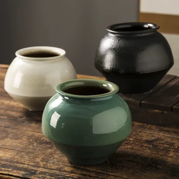 Круглая ваза для цветов Зеленый Белый Черный Фарфоровый цветочный горшок, ваза для бонсай, Классическое украшение