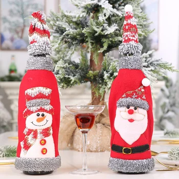 2023 Новогодний подарок, Рождественская Крышка для бутылки вина, Санта-Клаус, Чехол для бутылки с рисунком Снеговика для украшения домашнего Рождественского стола, Принадлежности