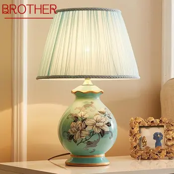 Керамическая настольная лампа BROTHER со светодиодной подсветкой, роскошные современные настольные лампы с креативным цветочным узором для дома, гостиной, прикроватной тумбочки в спальне