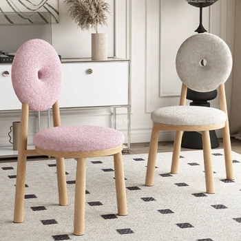 Украшение обеденного стула с французскими подушками Белые домашние плюшевые тканевые стулья Мягкая Многоцветная мебель для дома Sillas De Comedor