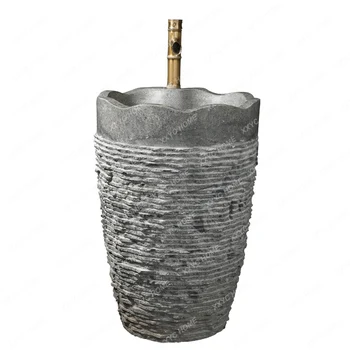 Каменный умывальник наружный встроенный бытовой каменный умывальник Ретро колонна круглая