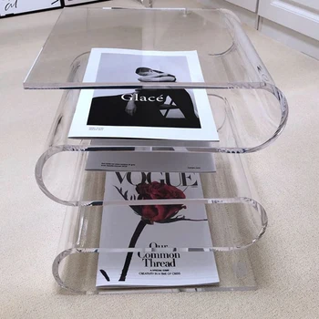 Прозрачный акриловый журнальный столик Минималистичная сторона дивана Современный роскошный журнальный столик Apartment Stolik Kawowy Мебель для дома WZ50CT