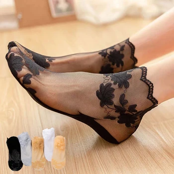Летние кружевные носки с глубоким вырезом в стиле Лолиты, женские японские и корейские дышащие тонкие хлопковые прозрачные носки-лодочки