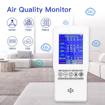Монитор качества воздуха на CO2 Формальдегид (HCHO) TVOC PM2.5/PM10 Многофункциональный кондиционер