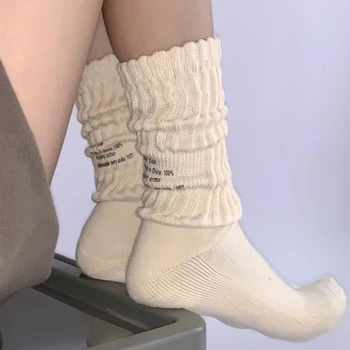 Мужские уличные винтажные носки с буквами средней длины, японские утолщенные Спортивные носки, Пара носков с полотенцем снизу, Вязаные спортивные носки