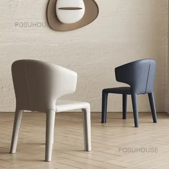 Итальянские дизайнерские стулья для гостиной Роскошный кожаный обеденный стул Мебель для дома Скандинавское кресло для отдыха Гостиничный диван-кресло