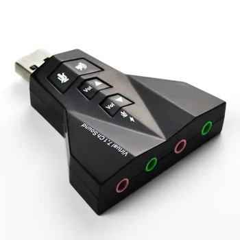 Бытовая внешняя виртуальная USB7.1 3D Звуковая аудиокарта, адаптер, двойной микрофон, Двойной аудиоинтерфейсный выход, Независимая звуковая карта